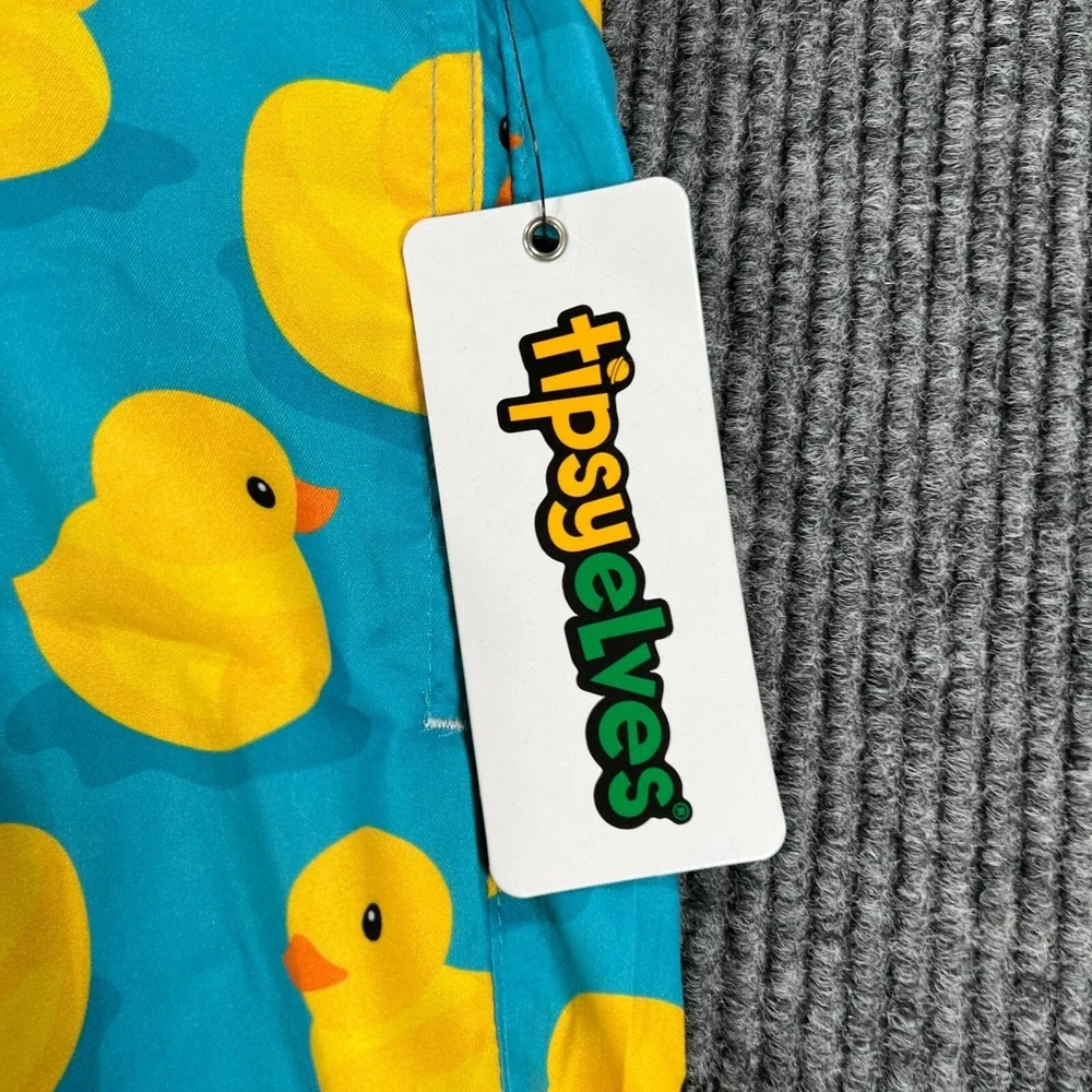 Tipsy Elves Swim Shorts Trunks Mens Large‎ Rubber Ducks Geometric Beach Pool New